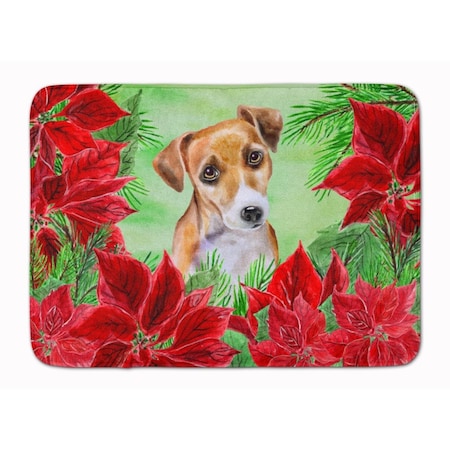 Carolines Treasures Jack Russell Terrier No.2 Poinsettas Machine Washable Memory Foam Mat CK1360RUG